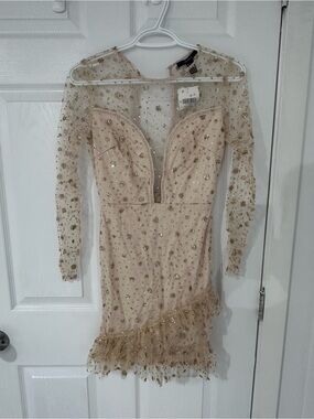Forever 21 Gold Sequin Sheer Mesh Dress